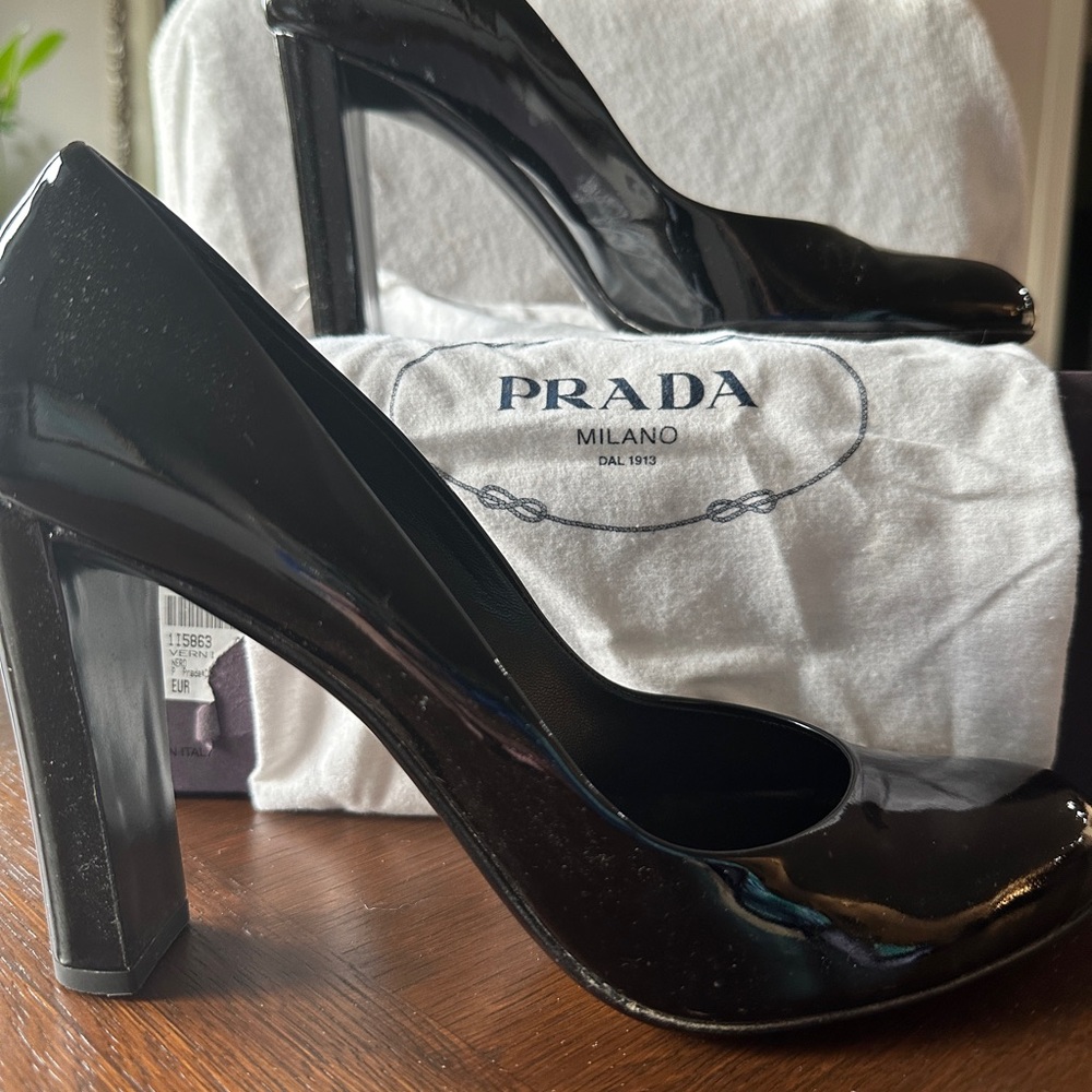 Prada Women's Glossy Black Heels